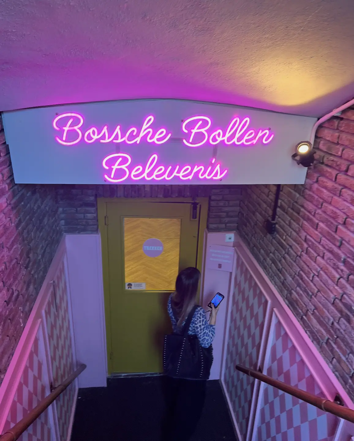 De verlichte ingang van de Bossche Bollen Belevenis
